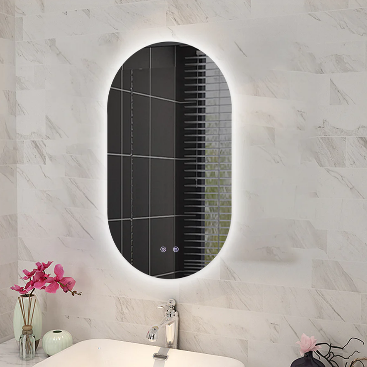 Sharp Mirror 600*900mm Oval Sharp-Edged 3 Color Lighting Backlit LED Mirror with To ...